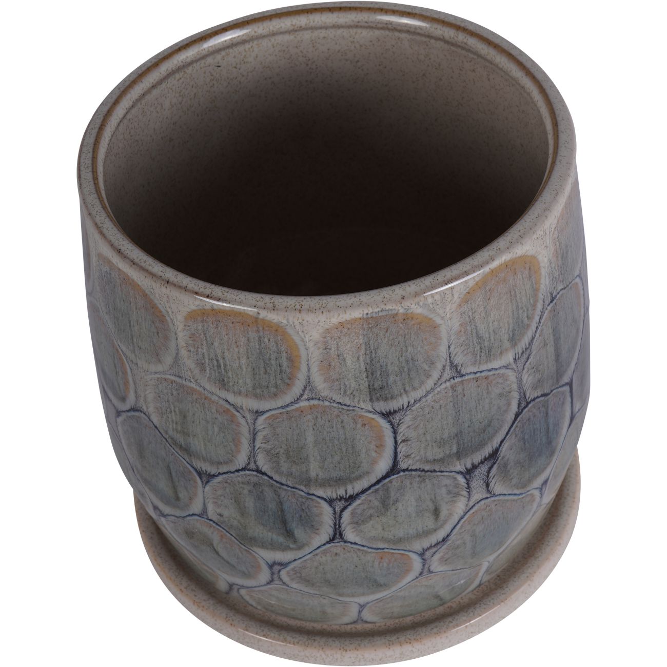 Armadillo Azure Blue & Taupe Ceramic Planter | Large